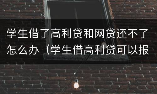 学生借了高利贷和网贷还不了怎么办（学生借高利贷可以报警吗）