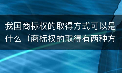 我国商标权的取得方式可以是什么（商标权的取得有两种方式）