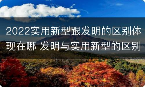 2022实用新型跟发明的区别体现在哪 发明与实用新型的区别有