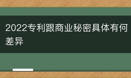 2022专利跟商业秘密具体有何差异