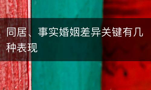 同居、事实婚姻差异关键有几种表现