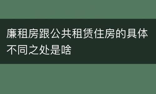 廉租房跟公共租赁住房的具体不同之处是啥