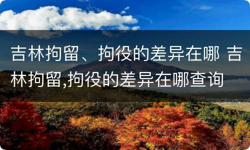 吉林拘留、拘役的差异在哪 吉林拘留,拘役的差异在哪查询