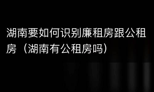 湖南要如何识别廉租房跟公租房（湖南有公租房吗）