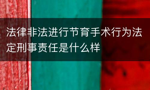 法律非法进行节育手术行为法定刑事责任是什么样