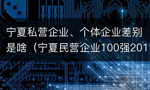 宁夏私营企业、个体企业差别是啥（宁夏民营企业100强2019）