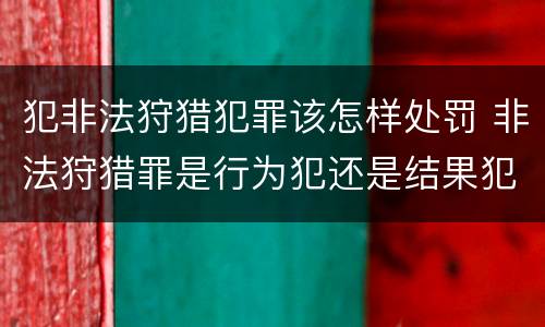 犯非法狩猎犯罪该怎样处罚 非法狩猎罪是行为犯还是结果犯