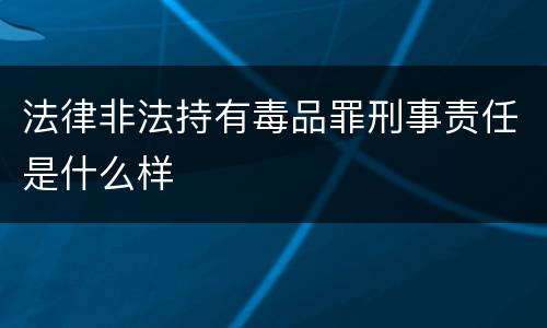 法律非法持有毒品罪刑事责任是什么样