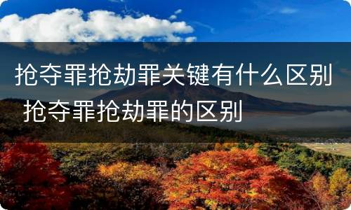 抢夺罪抢劫罪关键有什么区别 抢夺罪抢劫罪的区别