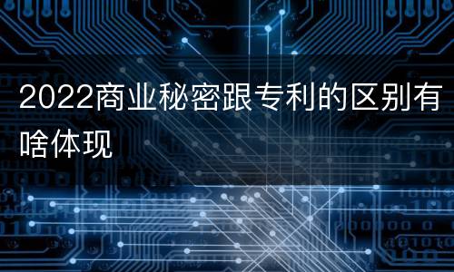 2022商业秘密跟专利的区别有啥体现