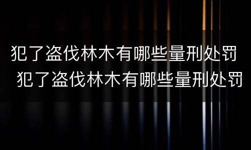 犯了盗伐林木有哪些量刑处罚 犯了盗伐林木有哪些量刑处罚依据