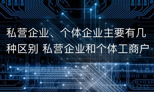 私营企业、个体企业主要有几种区别 私营企业和个体工商户的区别哪些?