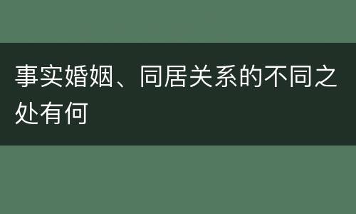 事实婚姻、同居关系的不同之处有何