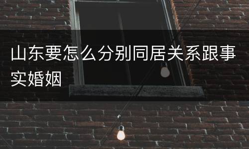 山东要怎么分别同居关系跟事实婚姻