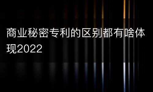 商业秘密专利的区别都有啥体现2022