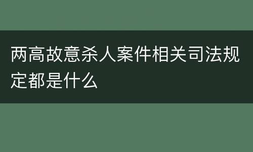 两高故意杀人案件相关司法规定都是什么