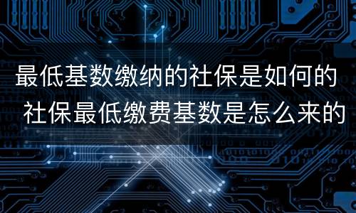 最低基数缴纳的社保是如何的 社保最低缴费基数是怎么来的