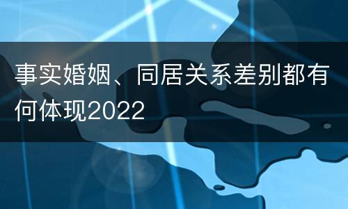 事实婚姻、同居关系差别都有何体现2022