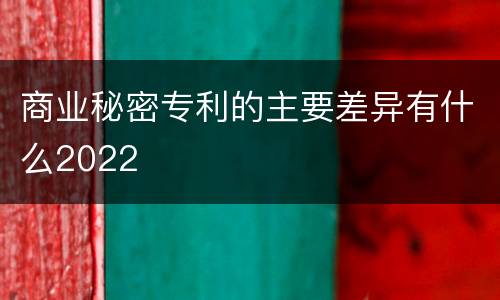 商业秘密专利的主要差异有什么2022