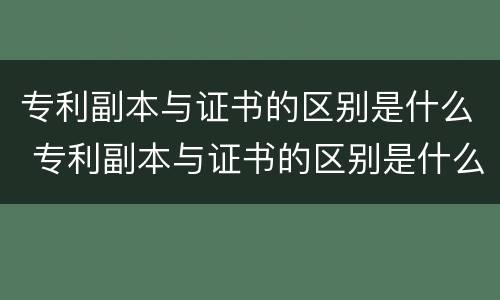 专利副本与证书的区别是什么 专利副本与证书的区别是什么呢