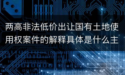 两高非法低价出让国有土地使用权案件的解释具体是什么主要规定