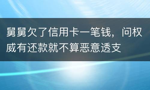 舅舅欠了信用卡一笔钱，问权威有还款就不算恶意透支