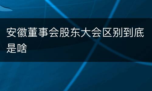 安徽董事会股东大会区别到底是啥