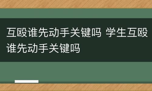 互殴谁先动手关键吗 学生互殴谁先动手关键吗