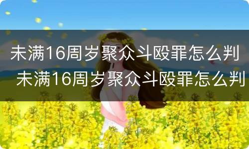 未满16周岁聚众斗殴罪怎么判 未满16周岁聚众斗殴罪怎么判定