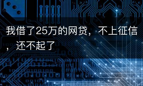 我借了25万的网贷，不上征信，还不起了