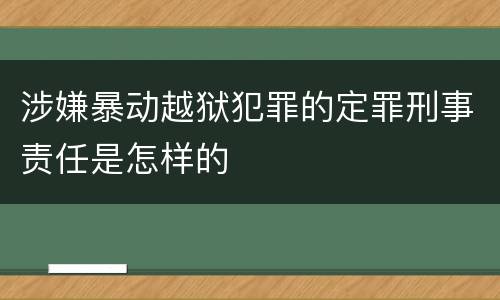 涉嫌暴动越狱犯罪的定罪刑事责任是怎样的