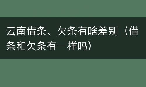 云南借条、欠条有啥差别（借条和欠条有一样吗）