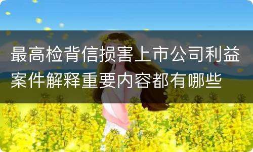 最高检背信损害上市公司利益案件解释重要内容都有哪些