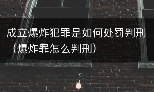 成立爆炸犯罪是如何处罚判刑（爆炸罪怎么判刑）