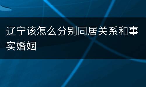 辽宁该怎么分别同居关系和事实婚姻