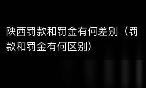 陕西罚款和罚金有何差别（罚款和罚金有何区别）