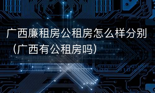 广西廉租房公租房怎么样分别（广西有公租房吗）