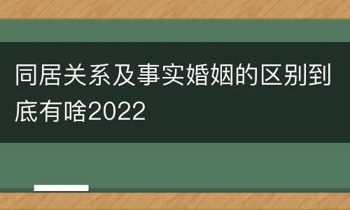 同居关系及事实婚姻的区别到底有啥2022