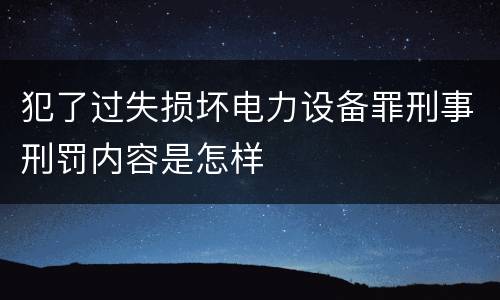 犯了过失损坏电力设备罪刑事刑罚内容是怎样