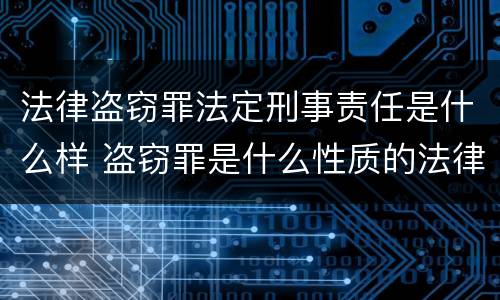 法律盗窃罪法定刑事责任是什么样 盗窃罪是什么性质的法律责任