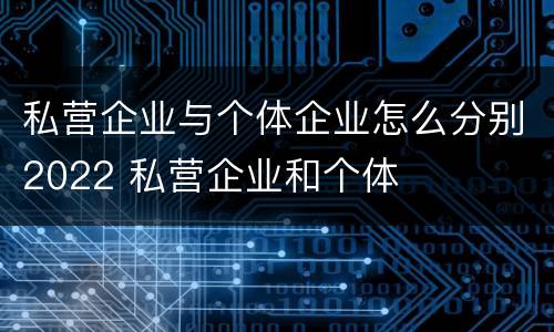 私营企业与个体企业怎么分别2022 私营企业和个体