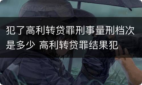 犯了高利转贷罪刑事量刑档次是多少 高利转贷罪结果犯