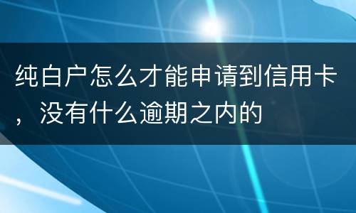 纯白户怎么才能申请到信用卡，没有什么逾期之内的