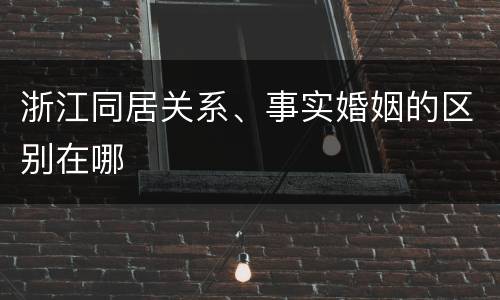 浙江同居关系、事实婚姻的区别在哪