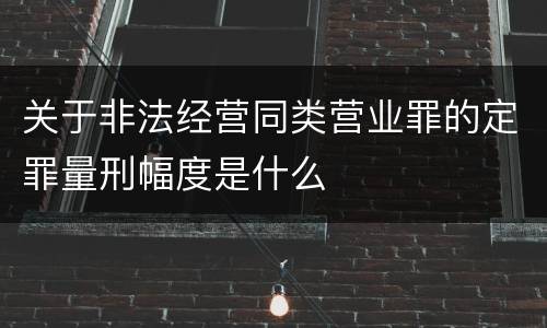 关于非法经营同类营业罪的定罪量刑幅度是什么