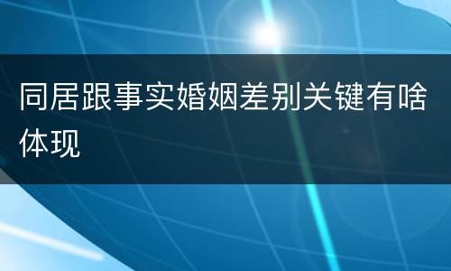 同居跟事实婚姻差别关键有啥体现