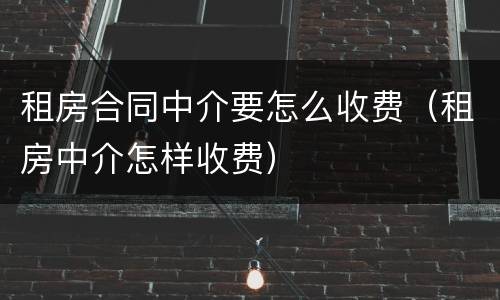 租房合同中介要怎么收费（租房中介怎样收费）