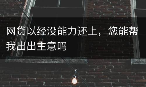 网贷以经没能力还上，您能帮我出出主意吗