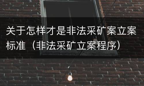 关于怎样才是非法采矿案立案标准（非法采矿立案程序）