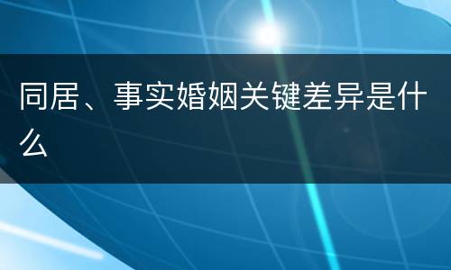 同居、事实婚姻关键差异是什么